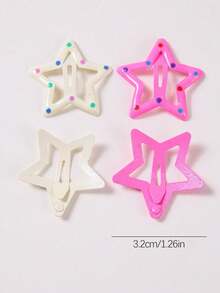 20个/套彩色波点星形发夹，颜色随机，简约可爱，适合女孩日常佩戴 - 彩色 - View 6