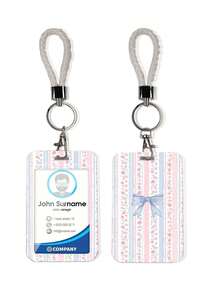 1pc Cute Lace Striped Bow Design ID Card Holder With Keychain Clip, Butterfly Phone Lanyard, Keychain Badge Rack - Rectangle - View 10