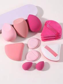 16件套化妆工具套装，包括：2个化妆海绵+4个迷你化妆海绵+4个三角粉扑+4个迷你气垫粉扑+2个气垫粉扑 - 彩色 - 查看 8