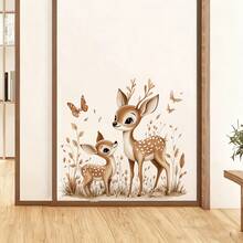 1pc Cute Adorable Cartoon Deer Wall Sticker, Removable Self-Adhesive Waterproof PVC Animal Decal, Suitable For Decorating Living Room, Bedroom, Kids Room, Kitchen - Wall Stickers - View 4