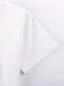 女童卡通熊贴花T恤和格子短裤，夏季女童纯棉服装套装 - 白色 - 查看 5