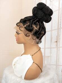 Bantu Knotless Braided Wigs Synthetic Full Lace Wig Lace Box Braided Wig Buns Wig Full Lace Braids Wig African Braiding Hair Wig For Women - Black - View 5