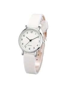 6pcs Women's Quartz Watch And Jewelry Set - Fashionable White PU Leather Strap, Zinc Alloy Case, Heart-Shaped Crystal Bracelet, Necklace, Earrings, Ring - Not Watch Combo, Christmas/Halloween Gift - White - View 2