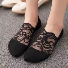 Summer Women Socks Breathable Lace Flower Invisible Socks Cool Thin Casual Low Cut Transparent Boat Socks - Multicolor - View 9