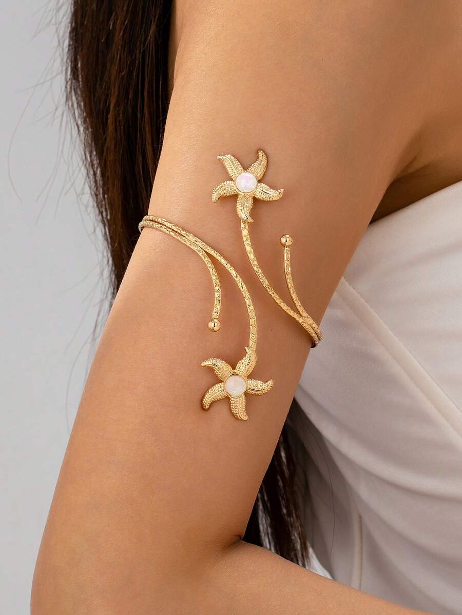 1 chiếc vòng tay hình sao biển vàng, kiểu dáng Bohemian, trang trí khu nghỉ dưỡng bãi biển, trang sức chủ đề đại dương - Vàng - Xem 1