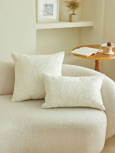 1pc 3D Butterfly Embroidery Decorative Throw Pillow Case, Home Decor Suitable For Living Room, Bedroom, Party And Various Environments, Spring/Summer