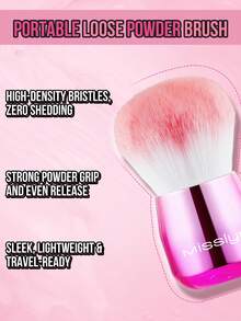 MISSLYN 1PC Portable Powder Brush, High-Density Fluffy Bristles, Smooth Even Application, Lightweight Multi-Use Makeup Brush, Soft Finish, Daily Makeup, Travel & Gift - Pink - View 4