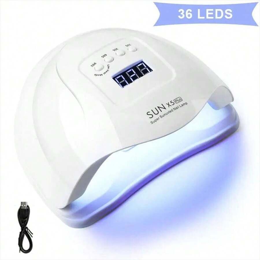UV LED Nail Lamp, Professional Nail Dryer For Gel Polish Curing - 4 Timer Settings, Fast Drying For Fingers And Toes, Home Salon Manicure Light, White - 白色 - 查看 1