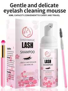60ml Champú para pestañas, fácil de eliminar el maquillaje, limpieza suave, limpieza rápida, espuma limpiadora profesional para maquillaje de ojos, espuma de limpieza rápida de pestañas, espuma limpiadora de pestañas, desmaquillante, espuma limpiadora, textura suave de espuma para el cuidado de las pestañas - Rosa - Ver 9