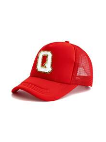 1pc Kids' Red 26 Letter Truck Driver Cap, Fashionable Personalized Casual Lightweight Breathable Sun-Shading Baseball Cap, Suitable For 3-8 Years Old Boys And Girls Daily Outdoor Hiking Fishing Leisure School Wear, Great For Birthday Holiday Gifts - Red - View 21