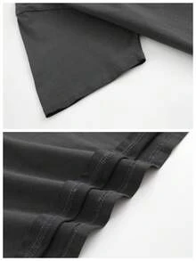 Dirty Wash T-Shirt Men Women Unisex Distressed Vintage "Sun" Rock Band Grunge Oversized Short Sleeve Top - 髒髒洗黑色 - 查看 5