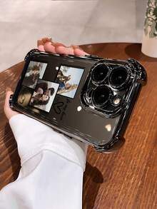 1个可定制3张照片姓名文字的防震透明黑色全框手机壳，兼容 17/Air/17pro/17promax/16/16pro/16plus/16promax/15/14/13/12/11等型号，适合作为礼物送给朋友 - 黑色 - 查看 8
