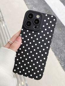 Ốp điện thoại chấm bi đen trắng phong cách retro, chống sốc toàn thân, thiết kế tối giản, tương thích với iPhone 16, 15, 14, 13, 12, 11 Pro Max, 17, 17 Pro, 17 Pro Max, chống trượt, bảo vệ điện thoại. - màu đen - Xem 3