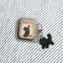 Cat Playing Ball Earphone Case Protective Cover Suitable Compatible With Apple Wireless Earphones, Scratch-Resistant And Anti-Drop - Transparent Black - View 3