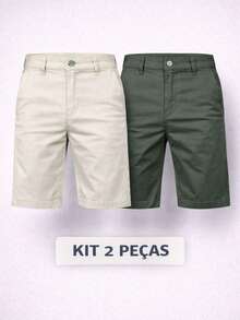 Kit Of 2 Inexpensive Denim/Twill Shorts With Slash Pockets And Back Welt Pockets – Comfort, Style, And A Knee-Length Fit. - 彩色 - 查看 6