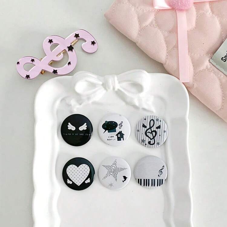Pins de té de boba mini lindos, pins decorativos de boba de dibujos animados adorables de 25 mm, broche kawaii - 6 piezas/juego - Añade 10