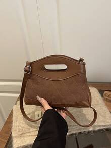 复古菱形链条刺绣手提包，新款时尚别致单肩包，个性化INS风斜挎包 - 咖啡 - 查看 8