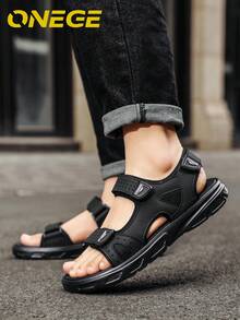 1双男士透气沙滩鞋，新款运动耐磨夏季防滑时尚鞋，简约驾驶休闲凉鞋 - 黑色 - 查看 5