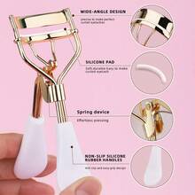 12 Stücke professioneller Wimpernzange-Set - beinhaltet 1 tragbare Wimpernzange, 1 partielle Wimpernzange mit 10 Silikonepolstern, Edelstahl-Wimpernzange, einfaches Kräuseln und Anheben der Wimpern, nicht schädigend, für Wimpernverlängerung und -kräuselung, unisex - Verschiedenfarbig - Übersicht 11