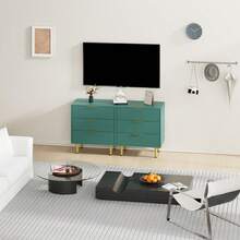 Kommode mit 3 Schubladen für Schlafzimmer, 27,9" breite Holzkommode, kannelierte Kommode mit goldenem Metallgriff, Holzschrank zur Aufbewahrung von Kleidung für Wohnzimmer und Flur - Grün - Übersicht 4
