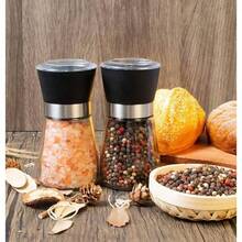 1pc Pepper Grinder With Adjustable Ceramic Grinder, Salt And Pepper Grinder, Stainless Steel And Glass Grinder, Suitable For Kitchen Supplies - 黑色 - 查看 3