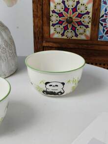 3pcs Panda Bowl & Cutlery Set, 3 Ceramic Bowls Combo, Snack Bowls, Kitchen Tableware, Suitable For Gifts, Restaurants, Home Use - Multicolor - View 9