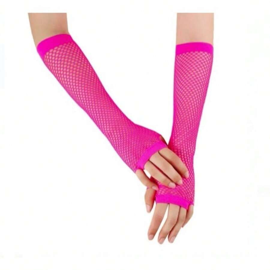 Luva Arrastão Longa Egirl Cosplay Aesthetic Tumblr Fantasia Carnaval - Pink - Visão 1