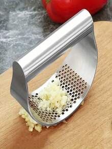 1pc Stainless Steel Garlic Press, Manual Garlic Mincer Tool - Multicolor - View 12