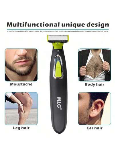 男女通用电动剃须刀，便携式全身修剪器，USB T型刀片剃须刀，适用于胡须和腋下，防水