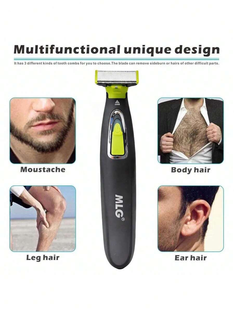 Afeitadora eléctrica unisex, recortadora corporal portátil, afeitadora USB con cuchillas en T para barba y axilas, resistente al agua