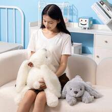 逼真躺卧兔毛绒娃娃，复活节派对小白兔治愈娃娃，儿童陪伴安抚娃娃，兔子毛绒玩具，生日/新年礼物 - 35cm - 查看 5