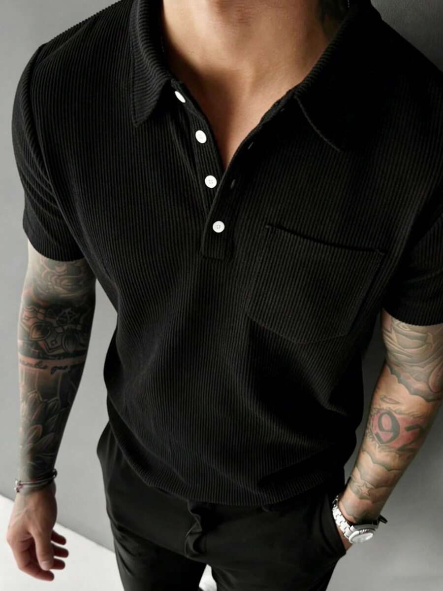 男士 Old Money 夏季假日 Polo 衫 - 黑色 - 查看 1