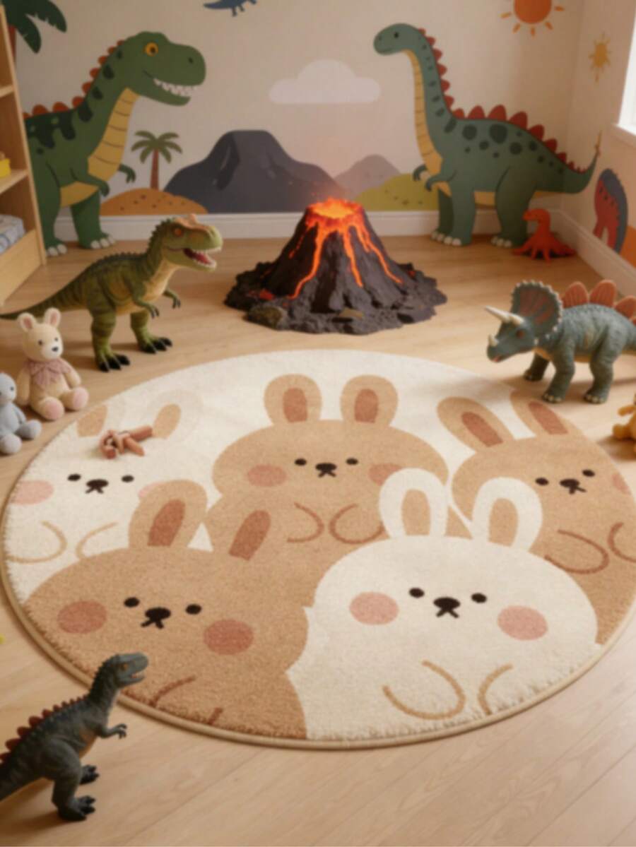 1pc Rabbit Decor Floor Mat, Children's Play Mat, Decorative Carpet, Bedroom Decor, Small Rug, Carpet, Home Decor, Outdoor Rug, Washable Carpet - Multicolor - View 1