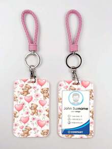 1pc ABS Balloon Bear Pattern Fashion Personalized Cartoon Pull-Push Card Clip Keychain Bag Pendant, Student Wristband Card Clip, Women Card Clip, ID Bus Protection Case, Student Campus Card Protection Case - Rectangle - View 6