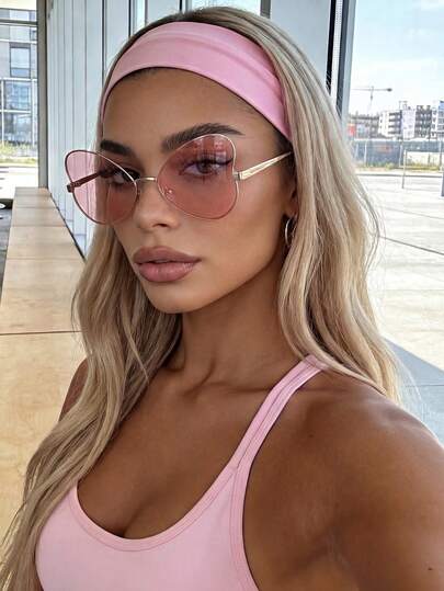 Pink Heart-Shaped Fashion Glasses, Cute Y2K Style Glasses, Street Fashion Glasses For Parties And Weddings, Suitable For Valentine's Day And Bridal Events