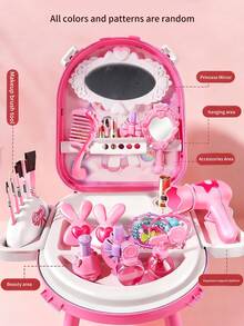 Girls' Accessories Unicorn Vanity Case, Children's Makeup Roleplay Princess Vanity Playset, Realistic Pull-Rod Suitcase Toy, Suitable For Girls And Children's Pretend Makeup Toy Set - Multicolor - View 8