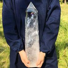 1pc Crystal Clear White Crystal Point, Polished Stone, Fragrance-Free Solid Home Decor Stone, Suitable For Valentine's Day/Anniversary - White - View 1
