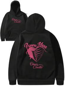 Men's Omar Courtz Primera Musa 2025 Logo Hoodie - Rapper Merch Sweatshirt With Heart Print & Pockets |   Long Sleeve Casual Streetwear |   Machine Washable Sweater |   Digital Heat Transfer Design Essentials Hoodie Hoodie For Women Sweatshirts For Women Hoodies For Men 's Hoodie Sweatshirts For Men Essentials Fear - 黑色 - 查看 1