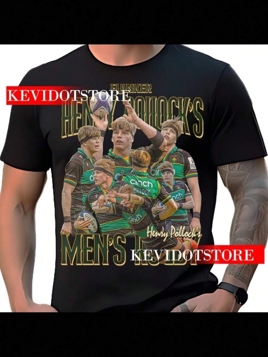 Henry Pollock Rugby Shirt Vintage Bootleg Design - Black - View 1