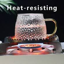 1pc 350ml Hammered Glass Cup, Transparent Thick Tea Cup, Household Kung Fu Tea Cup, Teacup With Handle, Yellow - Transparent - View 4