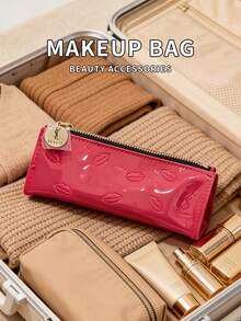 Yves Saint Laurent Bolsa de cosméticos portátil con forma de labios, elegante y de moda - Rosa Fucsia - Ver 1