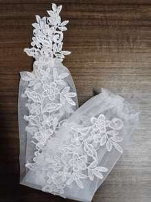 1 Pair Multifunctional Lace White Bridal Gloves, New Lace Gloves, Wedding Dress Gloves, Bridal Wedding Pearl Tulle Long White Banquet Accessory Gloves, Suitable For All Seasons,Summer,Beach,Festival,Birthday - Multicolor - View 10