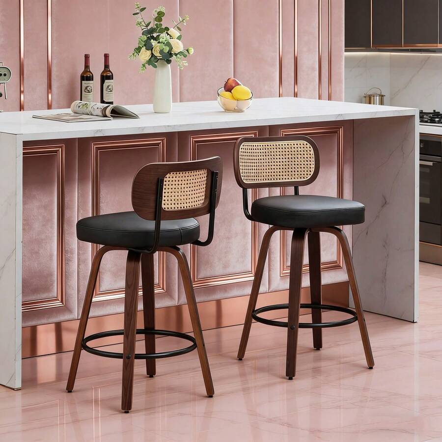 Barstools - Black + PU Leather + Foam-1 - View 1