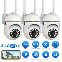 1pc/2pcs 1080P HD Smart PTZ Security Camera, Supports Wireless WiFi, Night Vision, Motion Detection Alarm, Smart Tracking, APP Voice Control, Wall-Mounted Indoor Home Monitoring System [Fashionable Design, High-Quality Video, Remote Inspection, Modern Appearance, USB Powered, Indoor Monitoring, Compact & Portable, Reliable & Secure, Essential Monitoring Device For Home & Office] - White - View 1