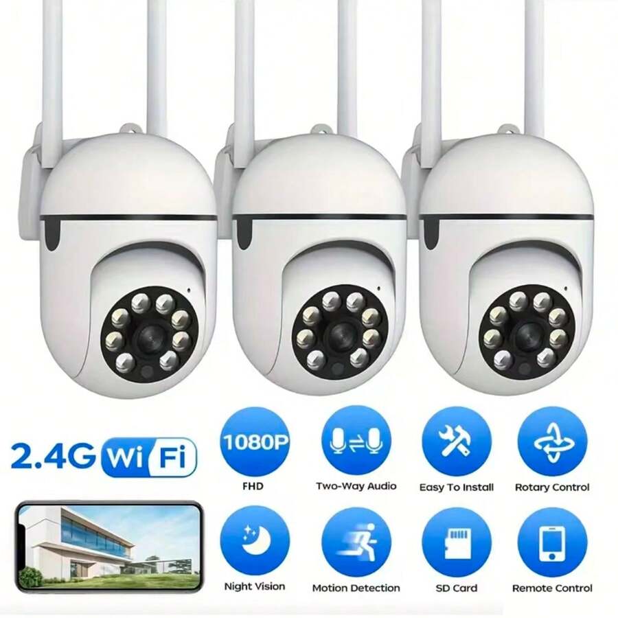 1pc/2pcs 1080P HD Smart PTZ Security Camera, Supports Wireless WiFi, Night Vision, Motion Detection Alarm, Smart Tracking, APP Voice Control, Wall-Mounted Indoor Home Monitoring System [Fashionable Design, High-Quality Video, Remote Inspection, Modern Appearance, USB Powered, Indoor Monitoring, Compact & Portable, Reliable & Secure, Essential Monitoring Device For Home & Office] - White - View 1