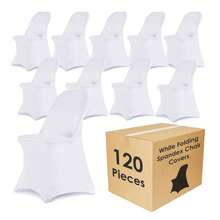 20/40/60/120pcs Stretch Spandex Folding Chair Cover Folding Kitchen Chair Cover, Universal Washable Sofa Cover Protective Cover, Detachable Chair Cover, Suitable For Wedding Party Restaurant Banquet Events - 白色 - 查看 1