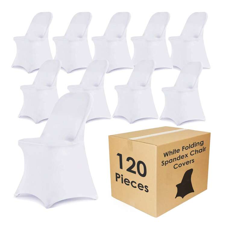 20/40/60/120pcs Stretch Spandex Folding Chair Cover Folding Kitchen Chair Cover, Universal Washable Sofa Cover Protective Cover, Detachable Chair Cover, Suitable For Wedding Party Restaurant Banquet Events - 白色 - 查看 1