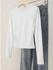 Women's Solid Color Slim-Fit Casual And Simple Red T-Shirt, Perfect For Valentine's Day Dates And Outings. - White - View 4