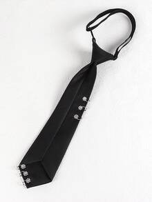 朋克风黑色领结，带金属孔眼和可调节松紧带，男女皆宜的配饰 - 黑色 - 查看 6