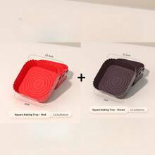 1/2pcs Air Fryer Silicone Baking Mat, Home High Temperature Resistant Silicone Steamer Pad, Baking Cake Mold, Easy To Clean, Solves Oily Troubles - Multicolor - View 10